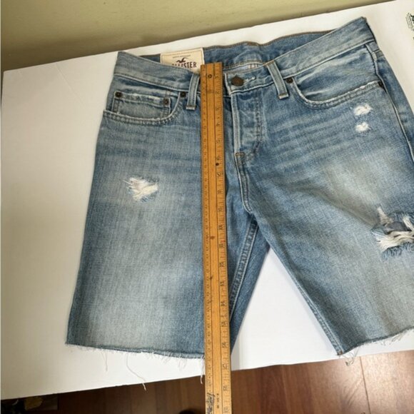 Hollister Jean Cut Off Shorts High Waist Button Fly Raw Hem Distress Stretch 30 - Picture 16 of 16